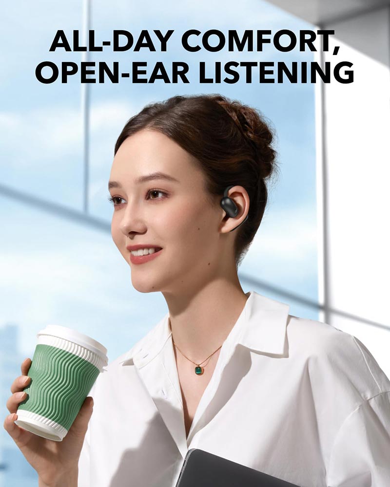 Soundcore by Anker AeroFit 2 Adjustable Open-Ear Wireless Earbuds A3874H11 Black