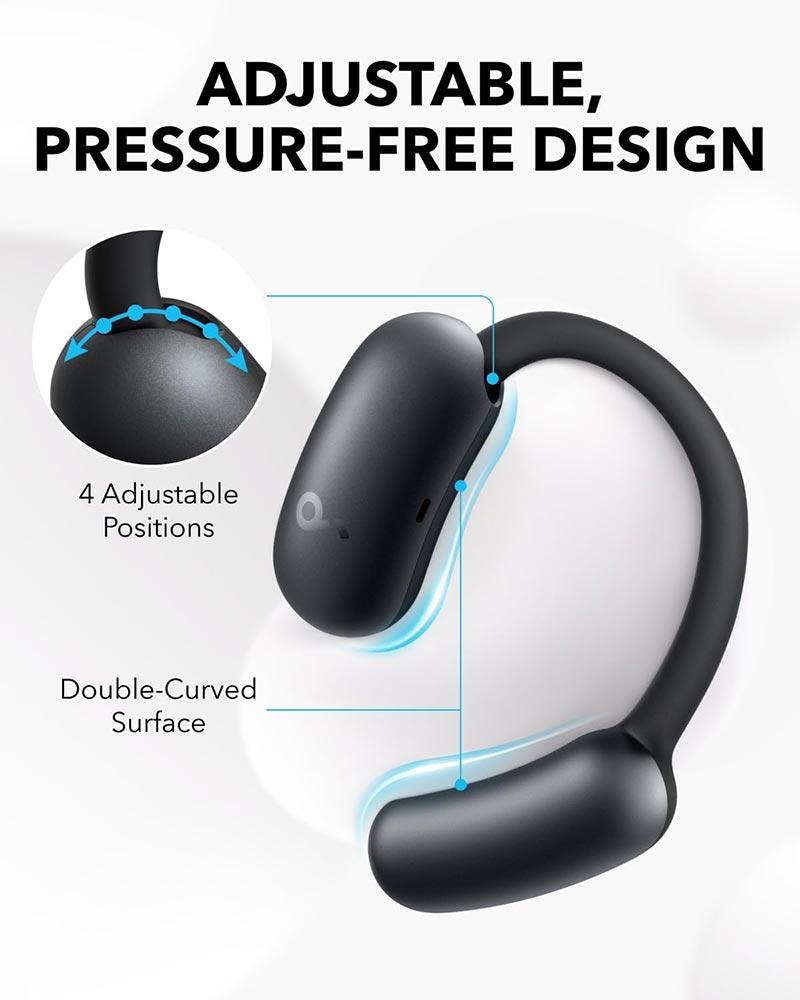 Soundcore by Anker AeroFit 2 Adjustable Open-Ear Wireless Earbuds A3874H11 Black
