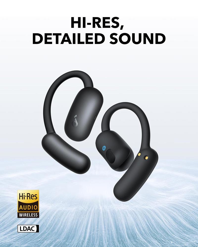Soundcore by Anker AeroFit 2 Adjustable Open-Ear Wireless Earbuds A3874H11 Black