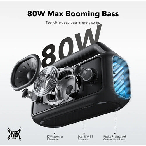 Soundcore by Anker Boom 2 80W Portable Bluetooth Speaker A3138012 Black