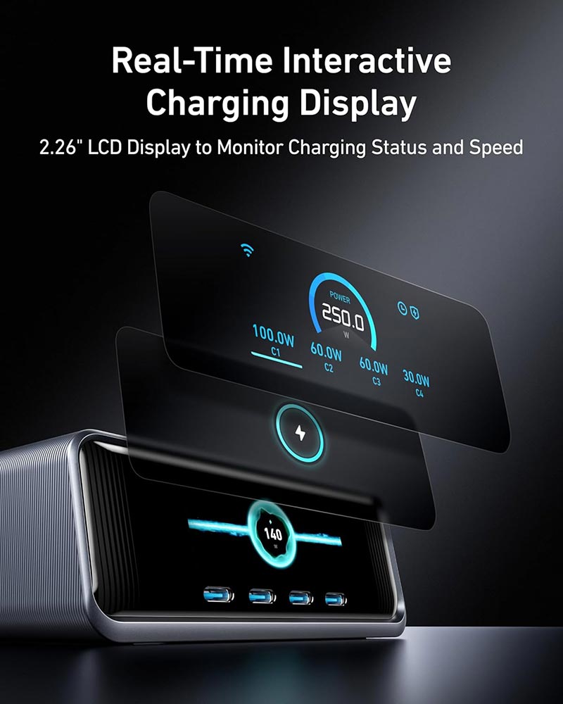 Anker Prime Desktop Charging Station 250W 6-Port GaNPrime A2345241 Black