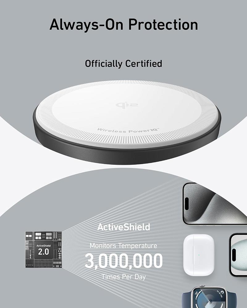 Anker MagGo 15W Qi2 3-in-1 Wireless Charging Station with 40W USB-C Charger B25M3V11 Black