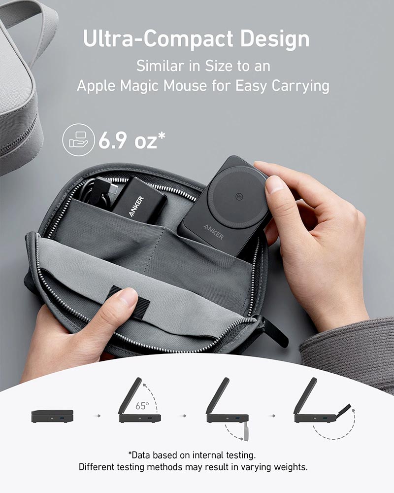Anker MagGo 15W Qi2 3-in-1 Foldable Wireless Charging Station with 40W Charger and 5ft Cable B2557211 Black