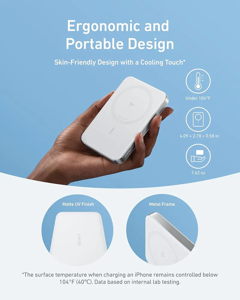 Anker MagGo 10K 30W Ultra-Slim Magnetic Wireless Power Bank A1664H21 White