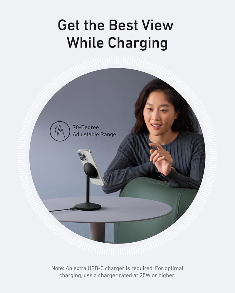Anker MagGo 15W Wireless Charger Stand with USB-C Cable A25X1H11 Black