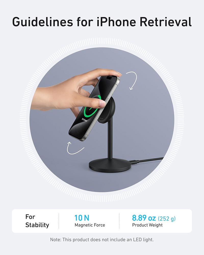 Anker MagGo 15W Wireless Charger Stand with USB-C Cable A25X1H11 Black