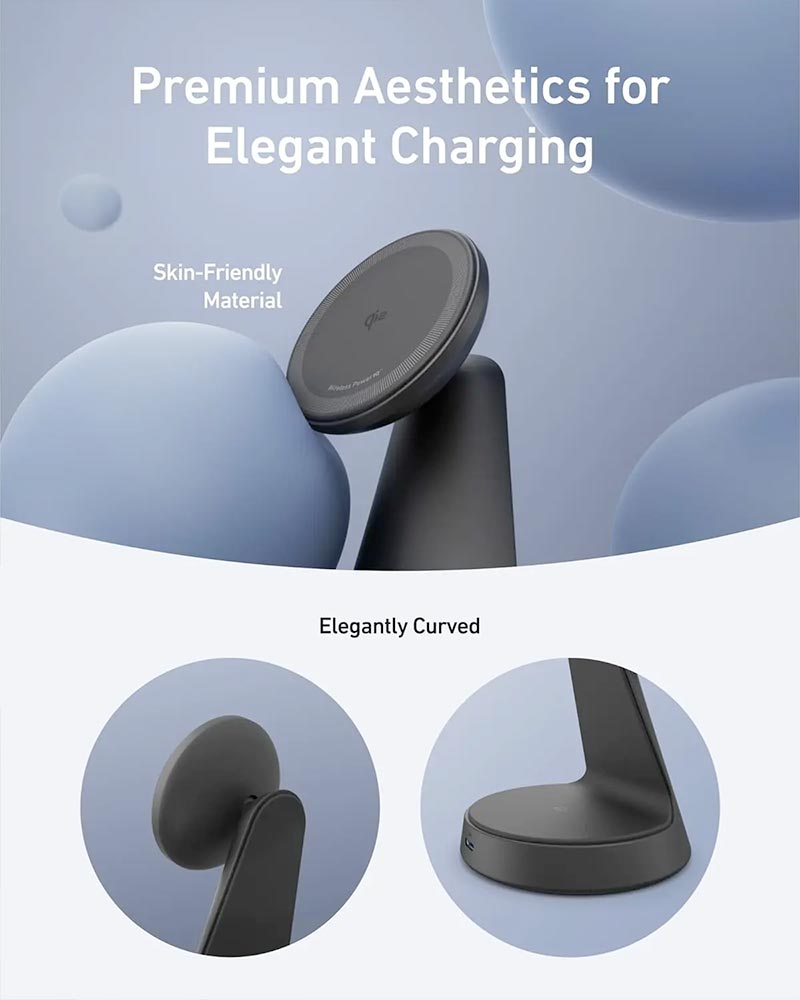 Anker MagGo 2-in-1 Wireless Charger Dock Stand A25M7H11 Black