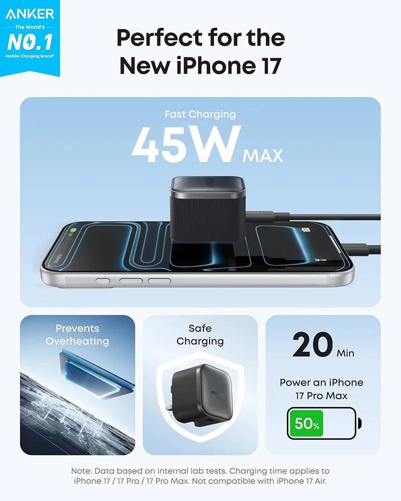 Anker Nano Charger 45W with USB-C Cable B2692K11 Black