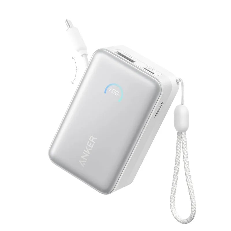 Anker Nano 10K 45W Power Bank with Retractable USB-C Cable A1638H21 Black