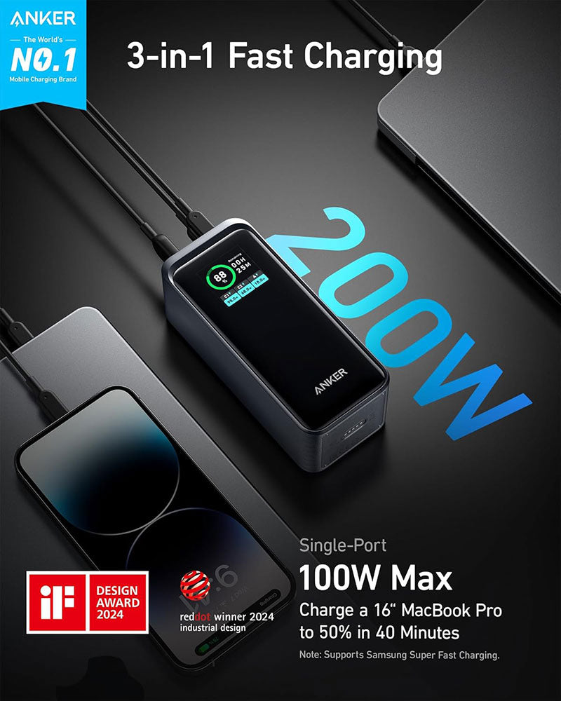 Anker Prime 20,000mAh Power Bank (200W) A1336011 Black