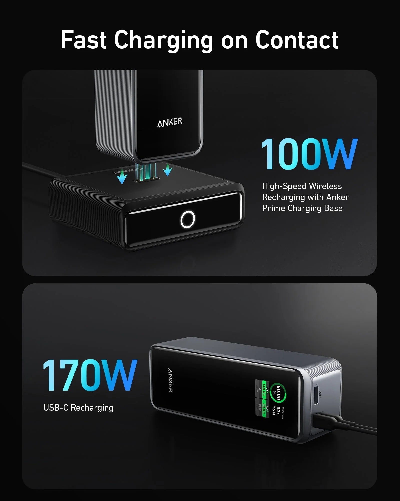 Anker Prime 27,650mAh Power Bank 250W with 100W Charging Base B1340211 Black