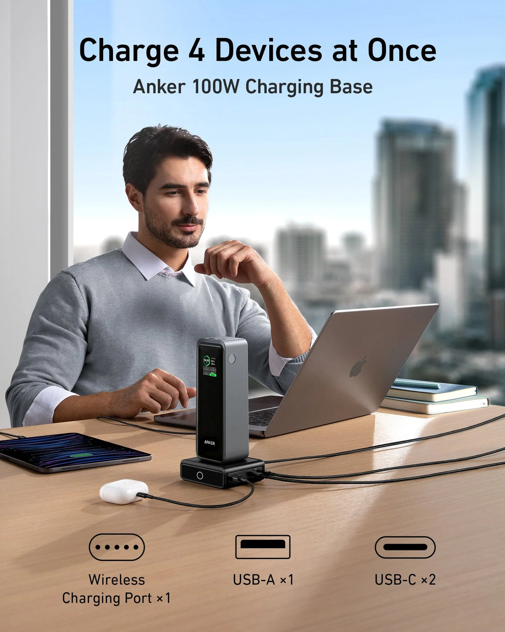 Anker Prime 27,650mAh Power Bank 250W with 100W Charging Base B1340211 Black