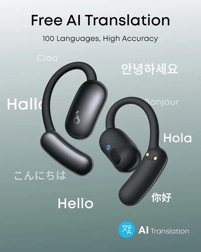 Soundcore by Anker AeroFit 2 AI Assistant Open-Ear Wireless Earbuds A3874H12 Black