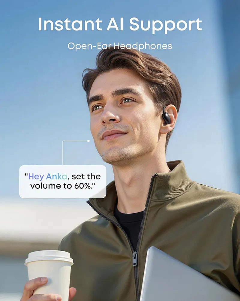 Soundcore by Anker AeroFit 2 AI Assistant Open-Ear Wireless Earbuds A3874H12 Black