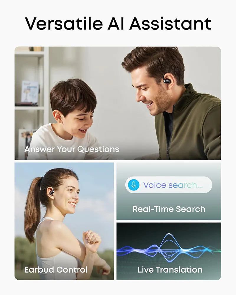 Soundcore by Anker AeroFit 2 AI Assistant Open-Ear Wireless Earbuds A3874H12 Black