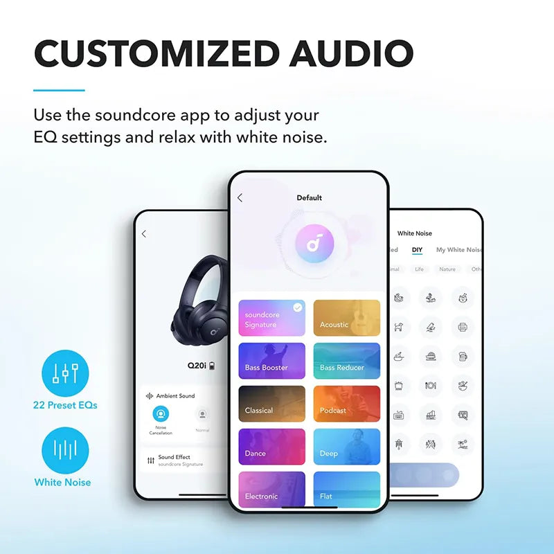 Soundcore by Anker Q20i Hybrid Active Noise Cancelling Over-Ear Headphones A3004H32 Blue
