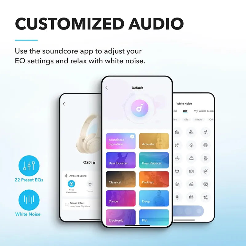 Soundcore by Anker Q20i Wireless Hybrid Noise Cancelling Over-Ear Headphones A3004H22 Almond White