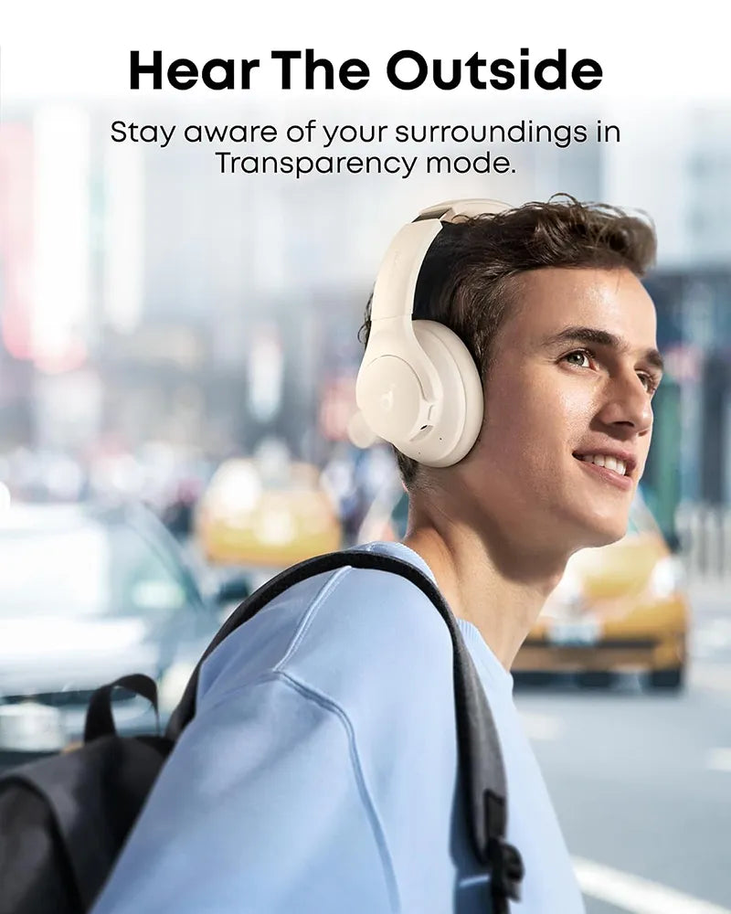 Soundcore by Anker Q20i Wireless Hybrid Noise Cancelling Over-Ear Headphones A3004H22 Almond White