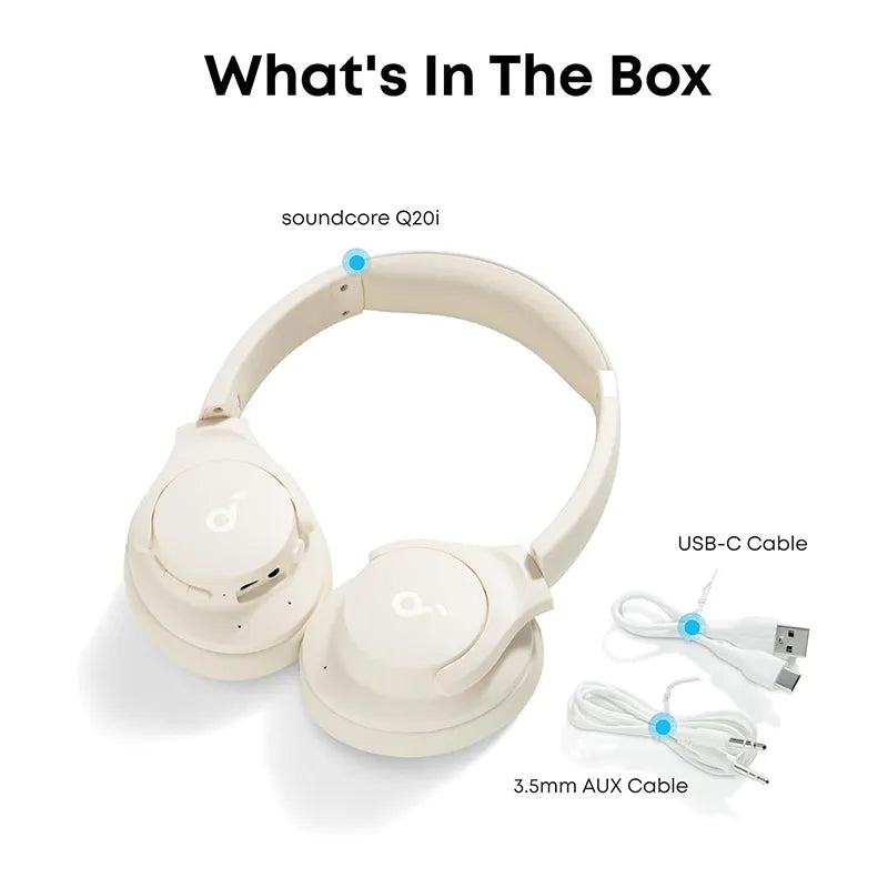 Soundcore by Anker Q20i Wireless Hybrid Noise Cancelling Over-Ear Headphones A3004H22 Almond White