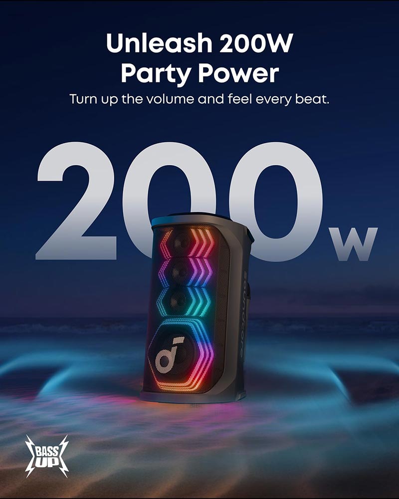 Soundcore by Anker Rave 3S 200W AI Wireless Party Speaker with Dual Mics A31A3012 Black