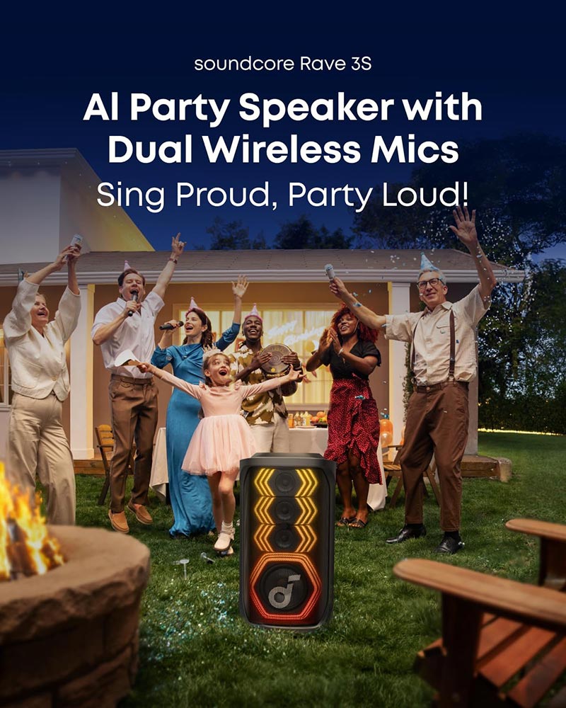 Soundcore by Anker Rave 3S 200W AI Wireless Party Speaker with Dual Mics A31A3012 Black