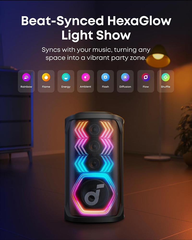 Soundcore by Anker Rave 3S 200W AI Wireless Party Speaker with Dual Mics A31A3012 Black