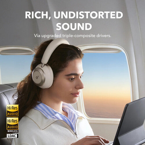 Soundcore by Anker Space One Pro Active Noise Cancelling Foldable Over-Ear Headphones A3062H21 Cream White