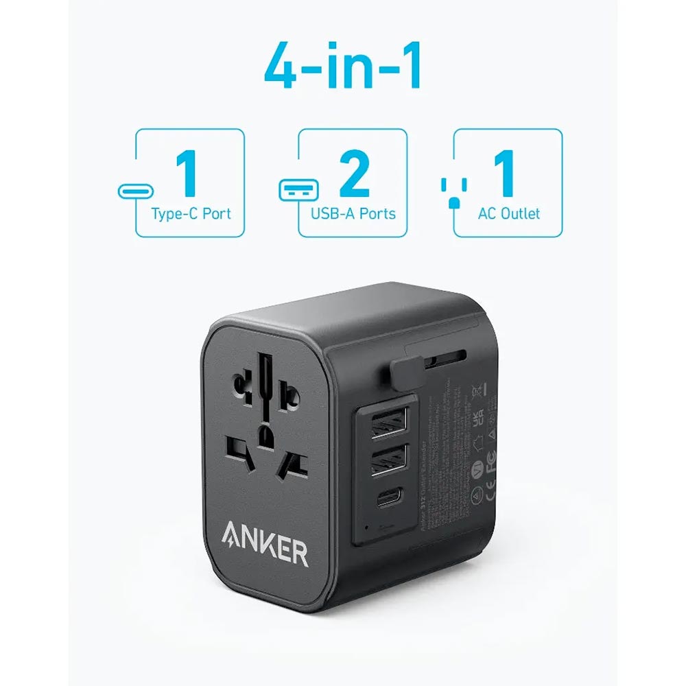 Anker PowerExtend 30W 4-in-1 USB-C Travel Charger A9212K11 Black