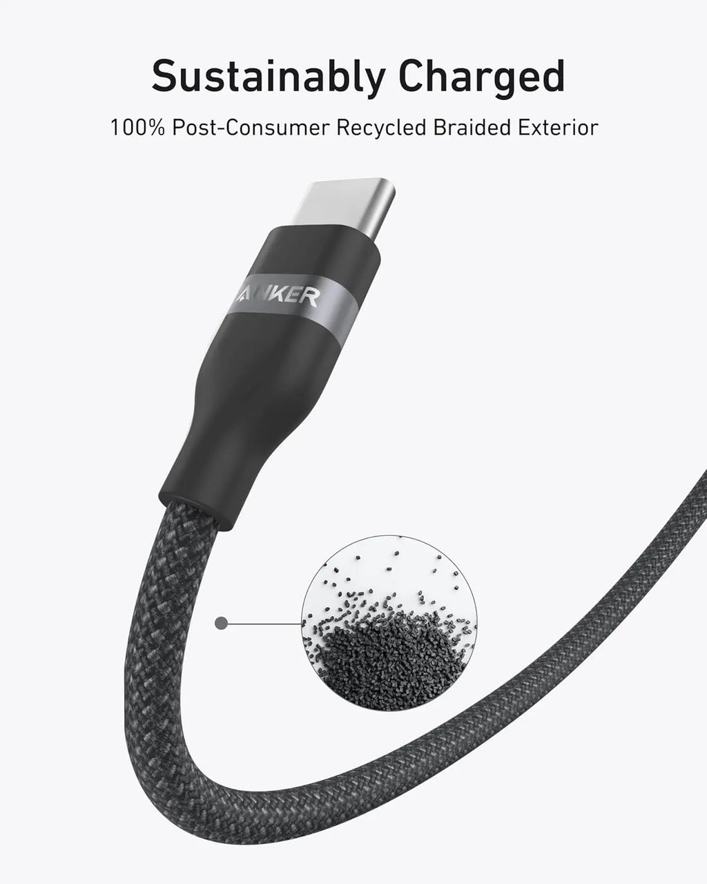 Anker USB-C to USB-C Cable 3ft 240W Upcycled-Braided A82E2H11 Black