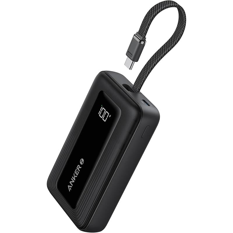 Anker Zolo 30W 10,000mAh High-Speed Power Bank with Built-in USB-C Cable A1688H11 Black