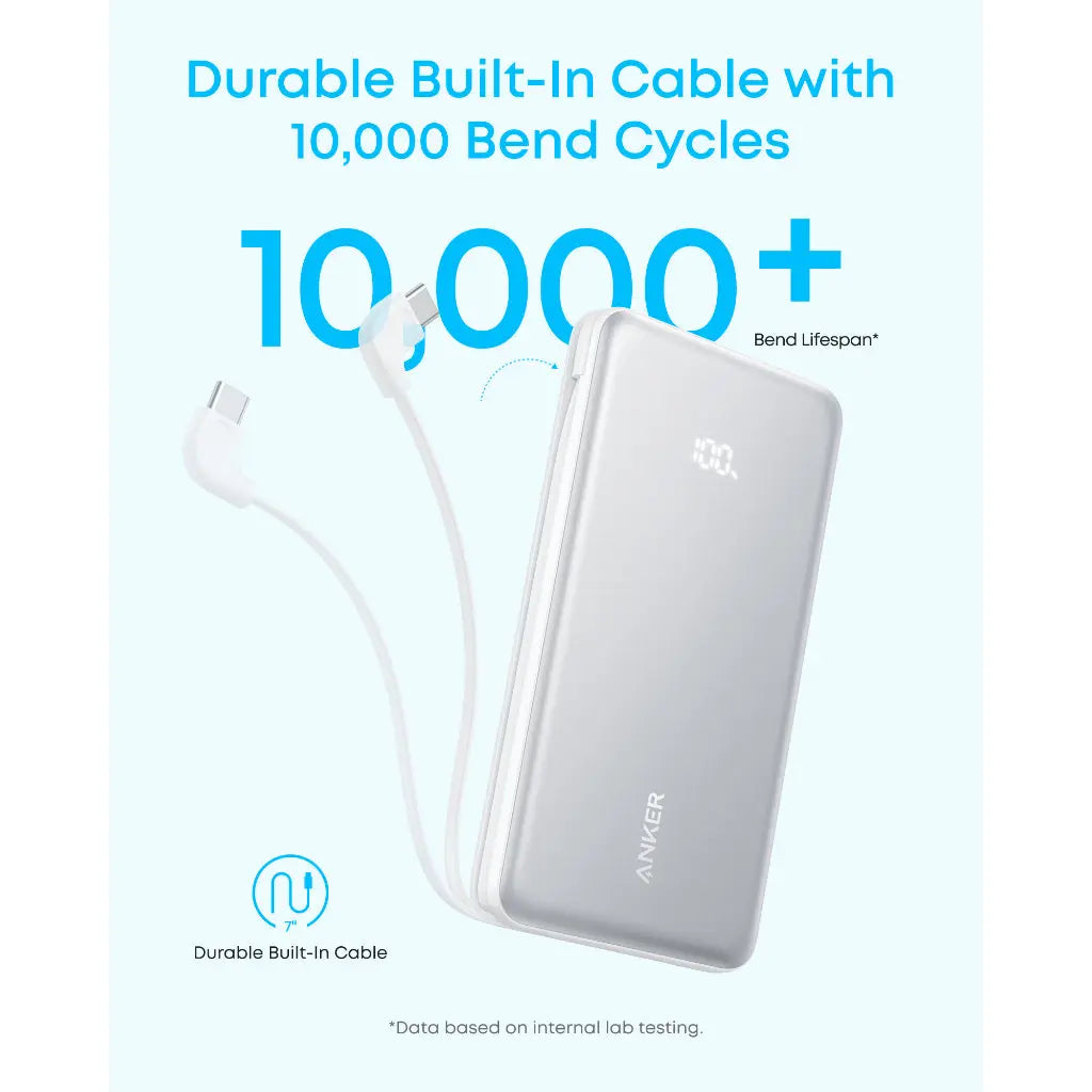 Anker Zolo 10,000mAh 22.5W Power Bank with Built-in USB-C Cable A110DH11 Black
