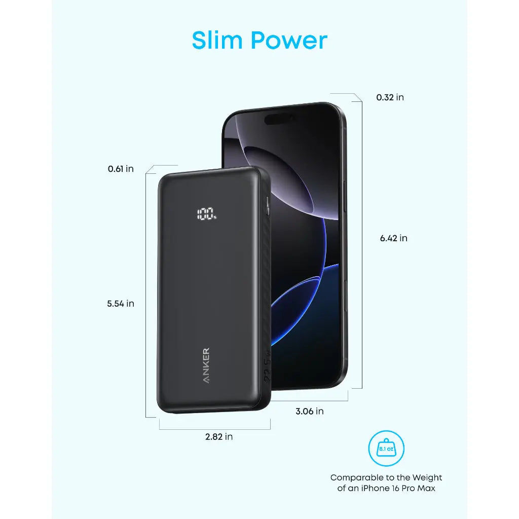 Anker Zolo 10,000mAh 22.5W Power Bank with Built-in USB-C Cable A110DH11 Black