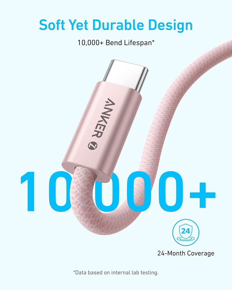 Anker Zolo USB-C to USB-C Cable 3.3ft 240W Braided A8060H11 Black