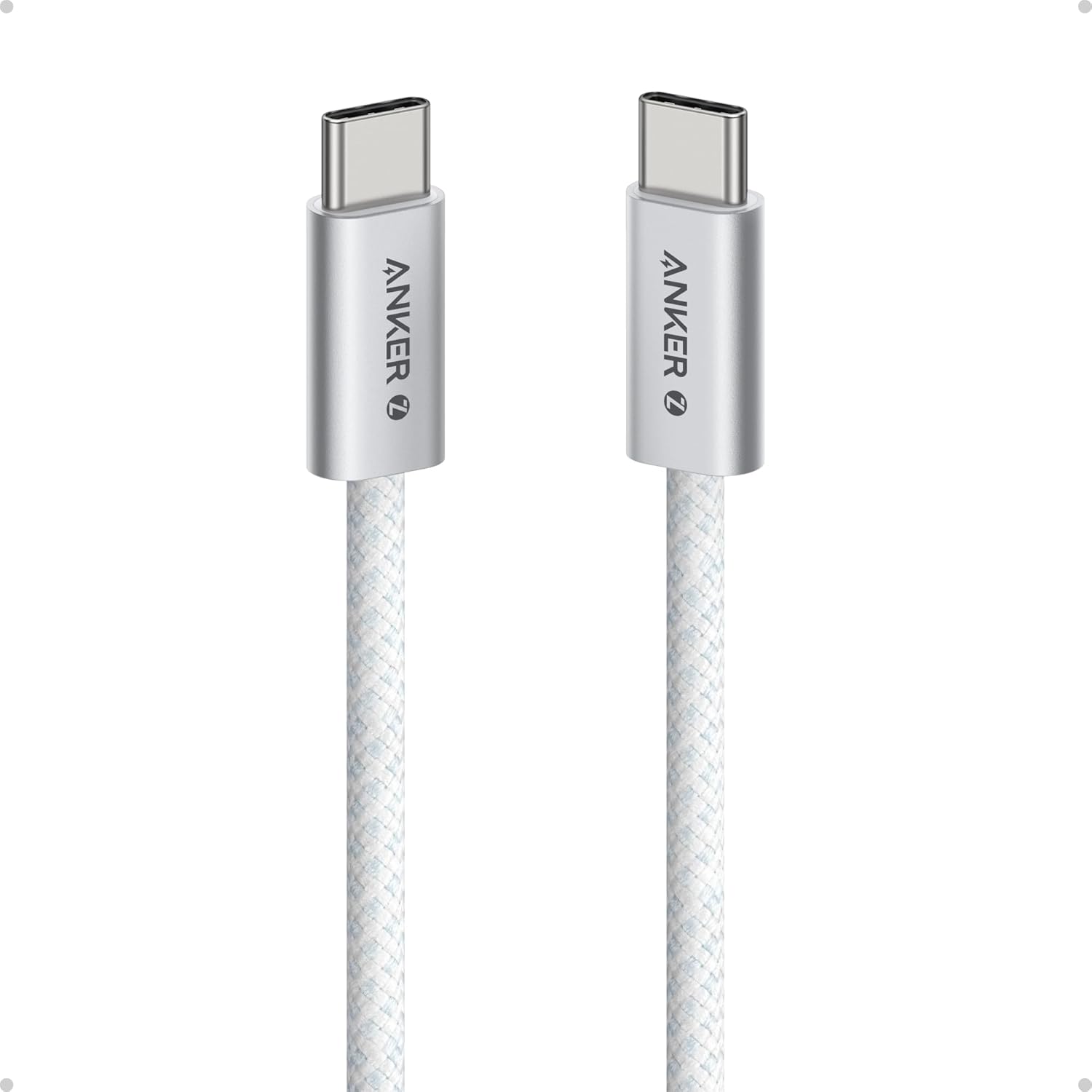 Anker Zolo USB-C to USB-C Cable 3.3ft 240W Braided Dirt Resistant A8060H21 White