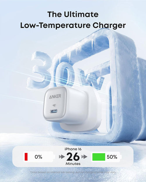 Anker Zolo 30W PD 3.0 GaN II USB-C Charger with 1m Cable A2698K21 White