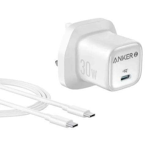 Anker Zolo 30W PD 3.0 GaN II USB-C Charger with 1m Cable A2698K21 White