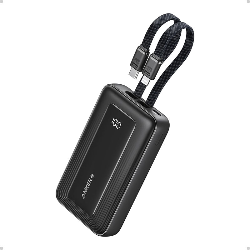 Anker Zolo 10,000mAh 30W Power Bank with Built-in USB-C and Lightning Cable A1680H11 Black