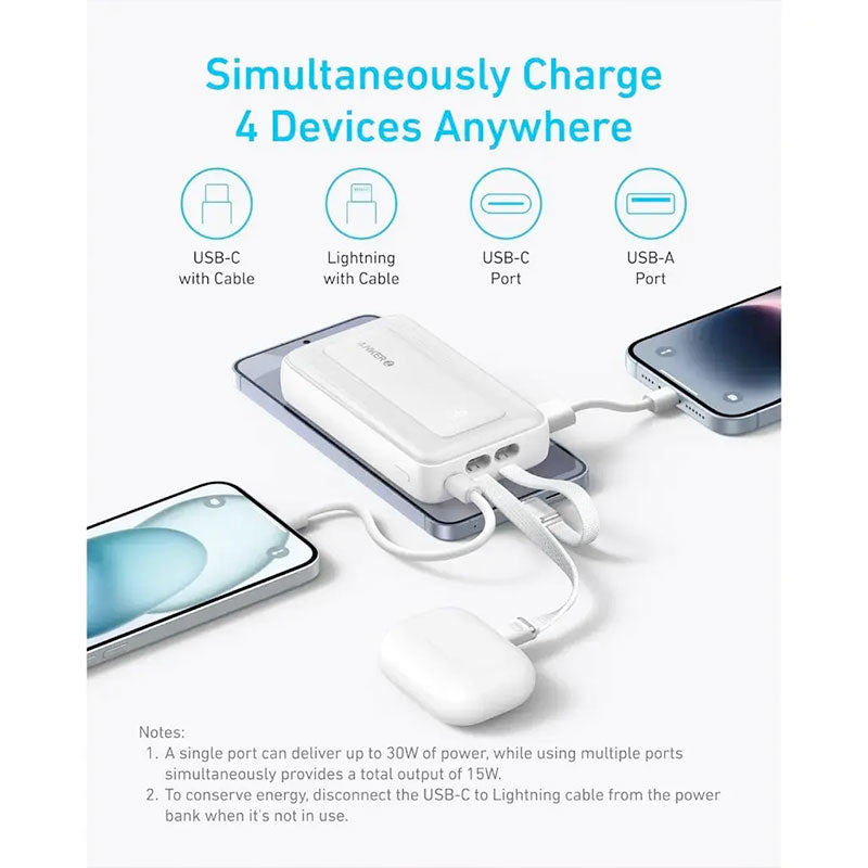 Anker Zolo 10,000mAh 30W Power Bank with Built-in USB-C and Lightning Cable A1680H11 Black