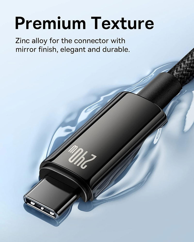 Baseus Tungsten Gold 240W USB-C to USB-C Cable 10ft Black CAWJ040201