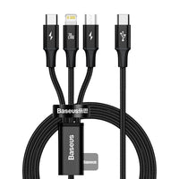 Baseus Rapid Series 3-in-1 Fast Charging Cable 20W 4.9ft Black CAMLT-SC01