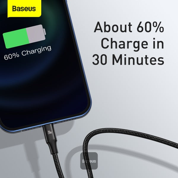 Baseus Rapid Series 3-in-1 Fast Charging Cable 20W 4.9ft Black CAMLT-SC01