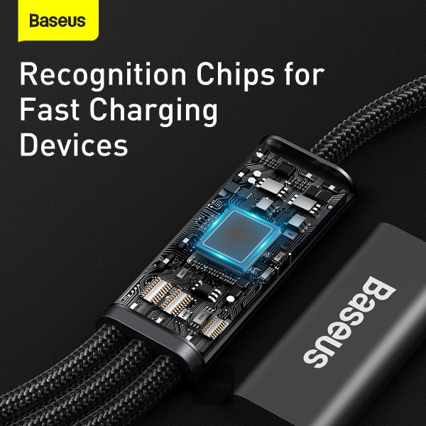 Baseus Rapid Series 3-in-1 Fast Charging Cable 20W 4.9ft Black CAMLT-SC01