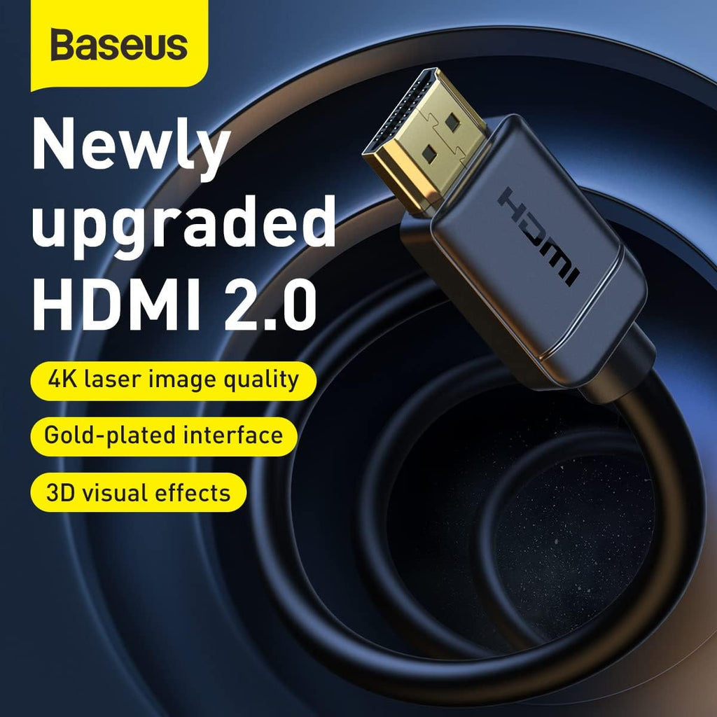 Baseus HDMI to HDMI Adapter Cable 4K 60Hz 6.6 ft Black CAKGQ-B01