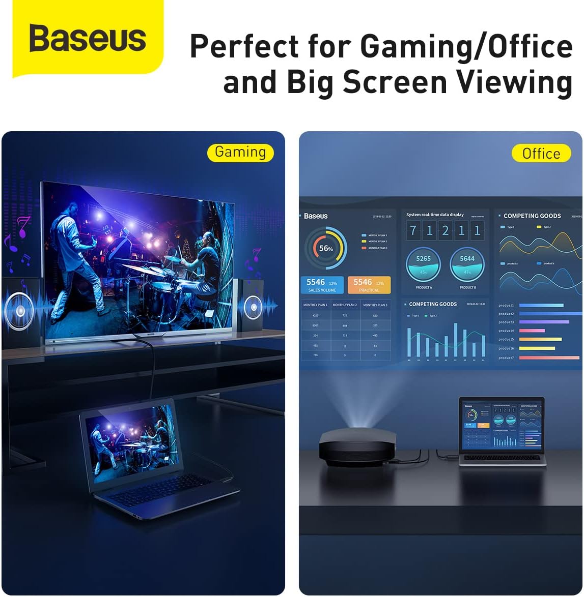 Baseus HDMI to HDMI Adapter Cable 4K 60Hz 6.6 ft Black CAKGQ-B01