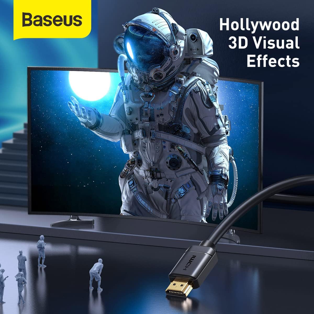Baseus HDMI to HDMI Adapter Cable 4K 60Hz 6.6 ft Black CAKGQ-B01