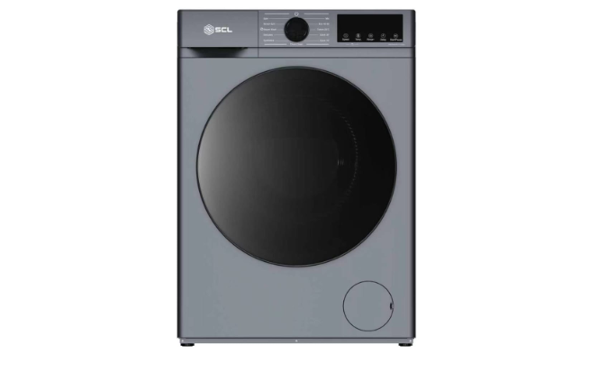SCL SCL-WF1214JDDS 26.5 lb. Front Load Washing Machine Dark Silver