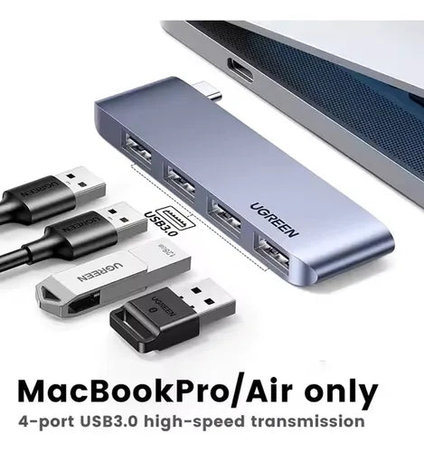 UGREEN CM263 60563 4-in-1 USB-C to 4-Port USB 3.0 Hub Gray