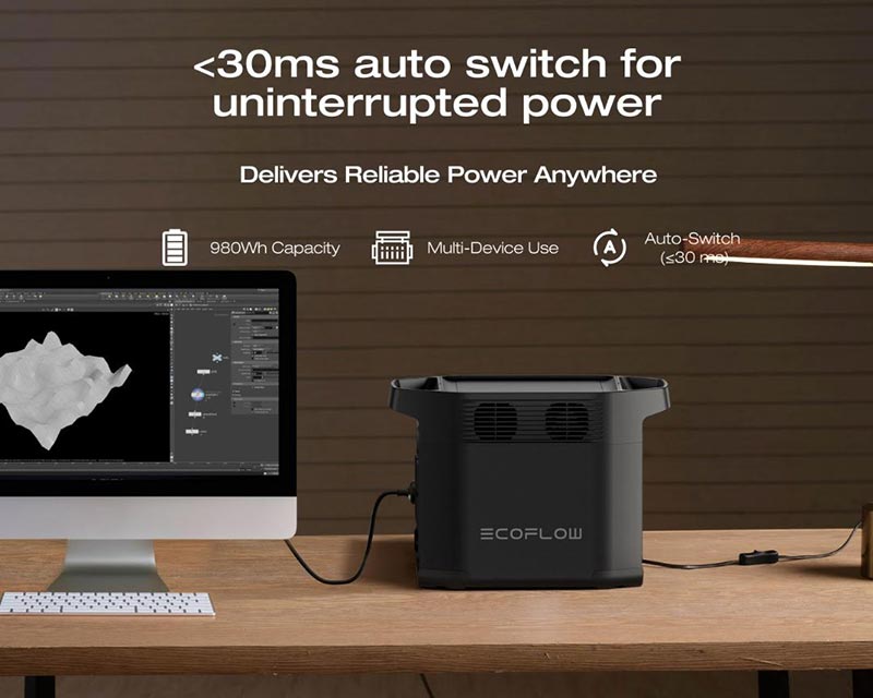 EcoFlow DELTA 2 E980 980Wh 500W Portable Power Station Black