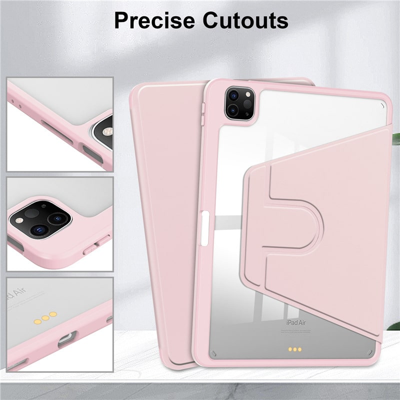 Acrylic 360 Rotation Case for iPad Pro 13 Inch M4/M5 Transparent Clear Pencil Holder Cover