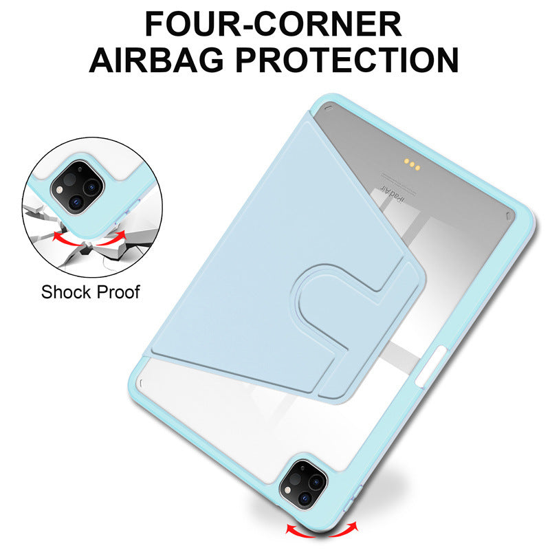 Acrylic 360 Rotation Case for iPad Pro 11 Inch M4 M5 Transparent Clear Pencil Holder Cover